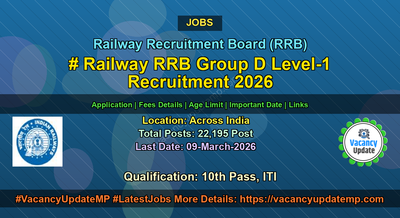 Railway RRB Group D Level-1 Recruitment 2026 Apply Online for 22,195 Posts featured image